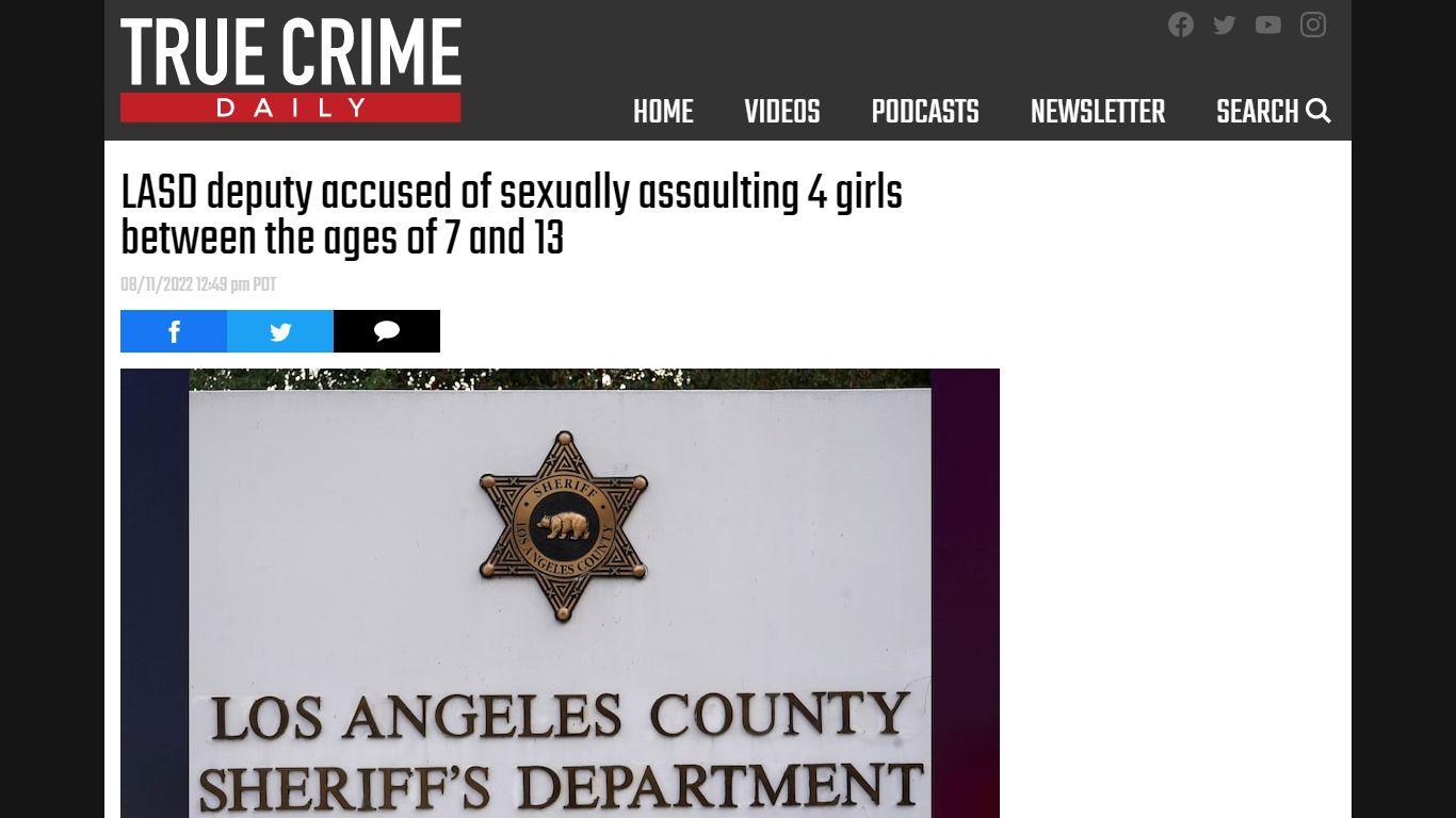 LASD deputy accused of sexually assaulting 4 girls between the ages of ...