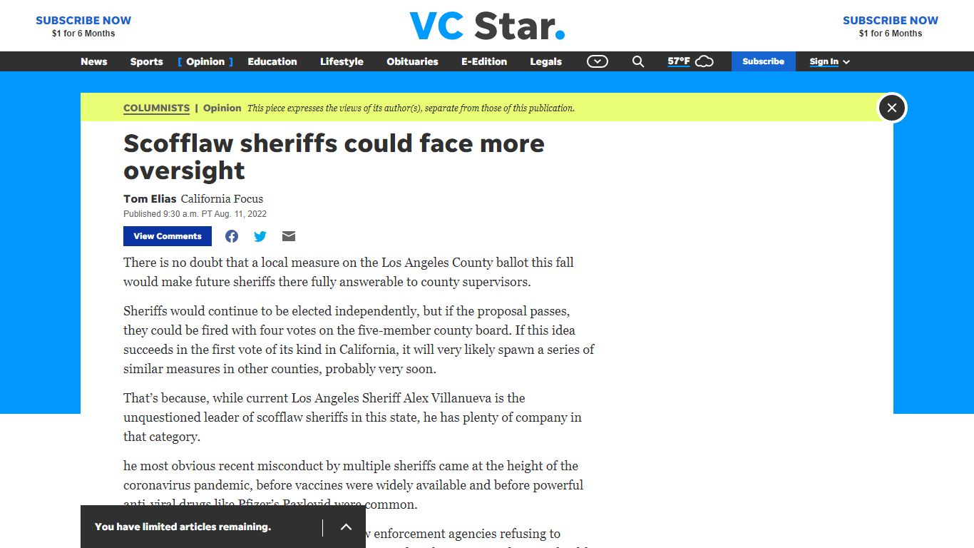 Scofflaw sheriffs could face more oversight - vcstar.com